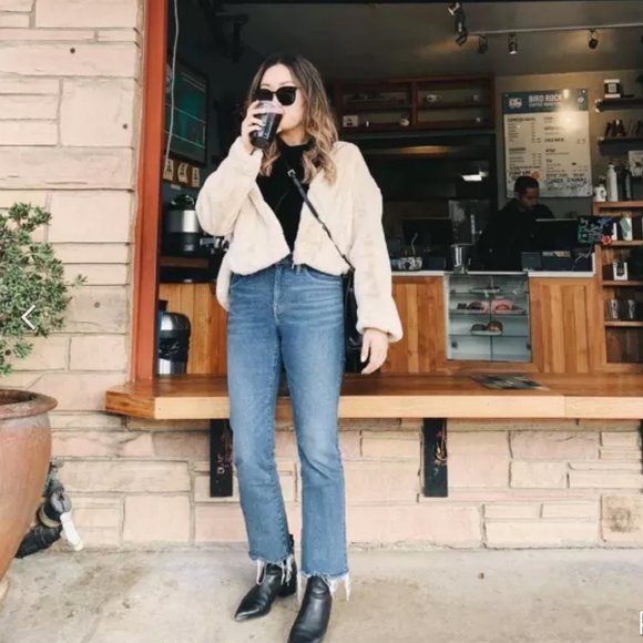 Blogger Favorite Madewell Cali Demi-Boot Jeans Fleetwood Wash Raw-Hem Cropped 28 - Picture 15 of 16